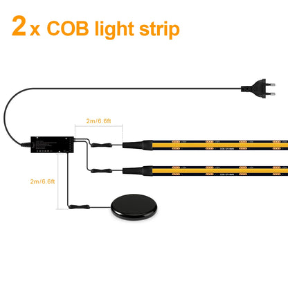 Walnut Wood Grille Acoustic Curtain Wall Panel LED Light Strip Black PCB COB Kit Touch Dimmable For Cabinet TV Backlight Decor