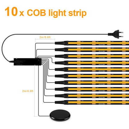 Walnut Wood Grille Acoustic Curtain Wall Panel LED Light Strip Black PCB COB Kit Touch Dimmable For Cabinet TV Backlight Decor