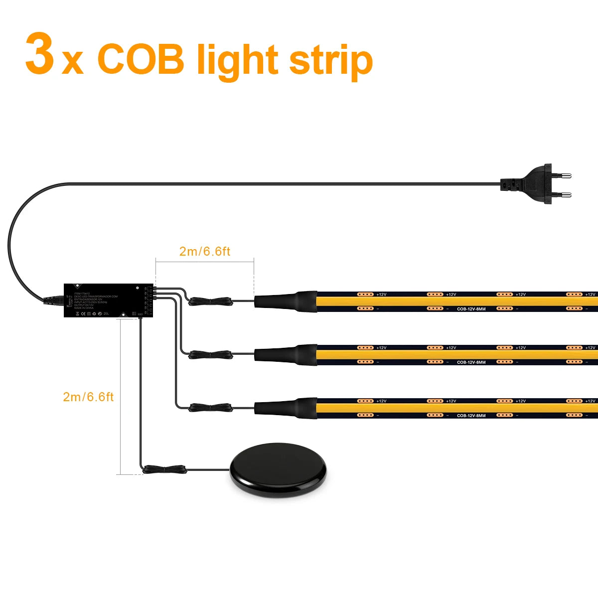 Walnut Wood Grille Acoustic Curtain Wall Panel LED Light Strip Black PCB COB Kit Touch Dimmable For Cabinet TV Backlight Decor