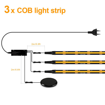 Walnut Wood Grille Acoustic Curtain Wall Panel LED Light Strip Black PCB COB Kit Touch Dimmable For Cabinet TV Backlight Decor