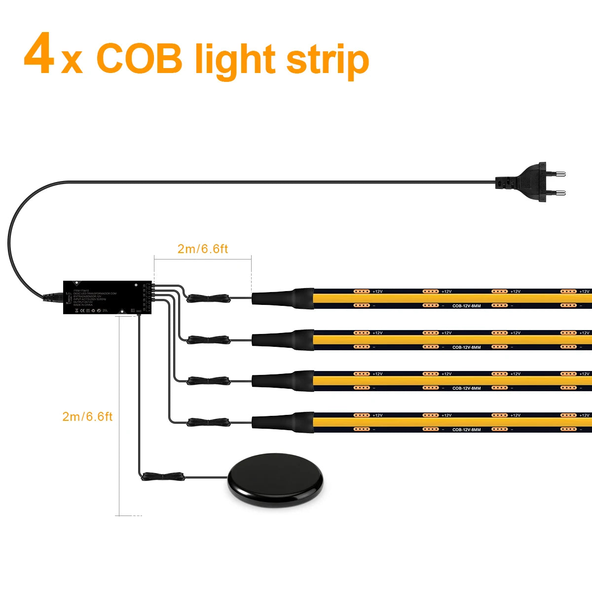 Walnut Wood Grille Acoustic Curtain Wall Panel LED Light Strip Black PCB COB Kit Touch Dimmable For Cabinet TV Backlight Decor