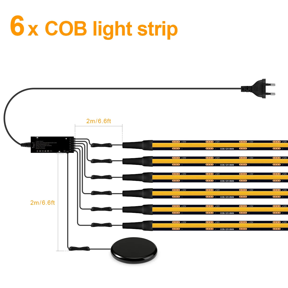 Walnut Wood Grille Acoustic Curtain Wall Panel LED Light Strip Black PCB COB Kit Touch Dimmable For Cabinet TV Backlight Decor