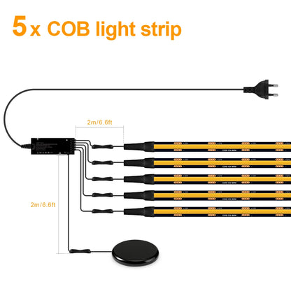 Walnut Wood Grille Acoustic Curtain Wall Panel LED Light Strip Black PCB COB Kit Touch Dimmable For Cabinet TV Backlight Decor